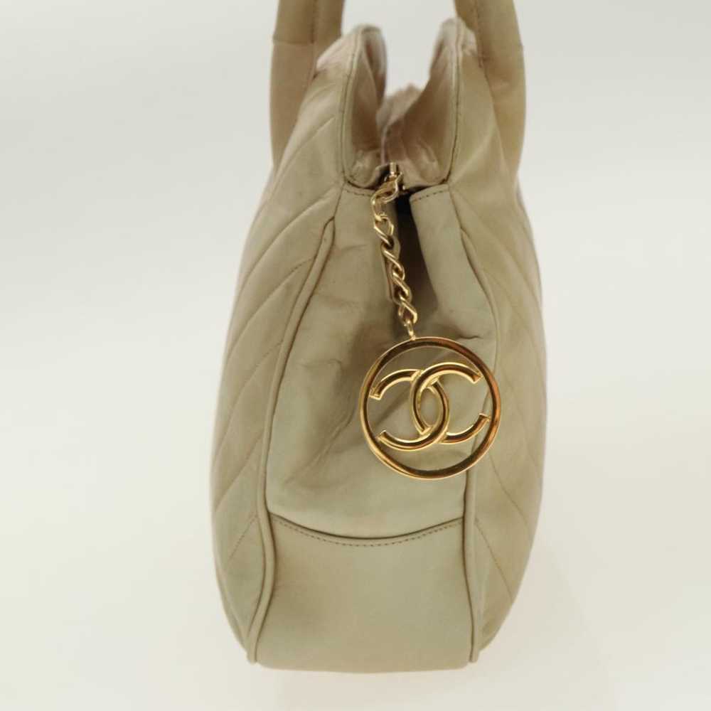 Chanel CHANEL V Stitch Hand Bag Lamb Skin Beige G… - image 4