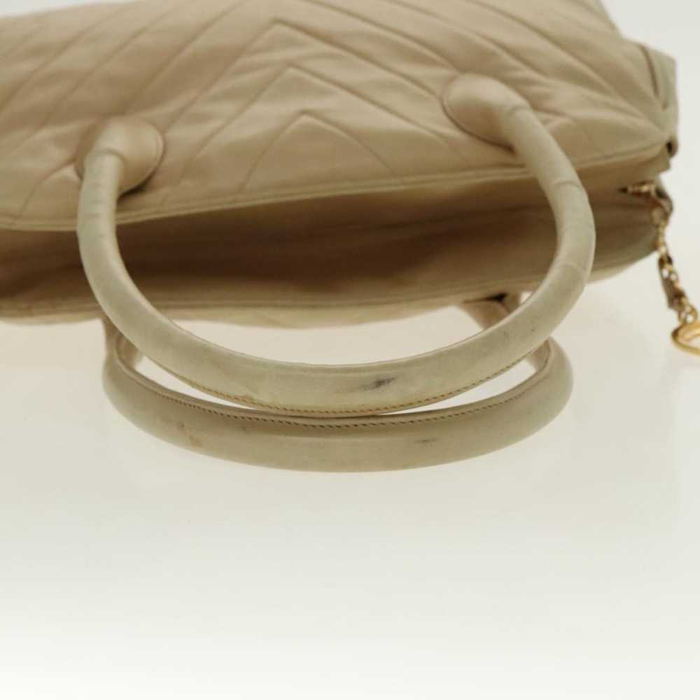 Chanel CHANEL V Stitch Hand Bag Lamb Skin Beige G… - image 7