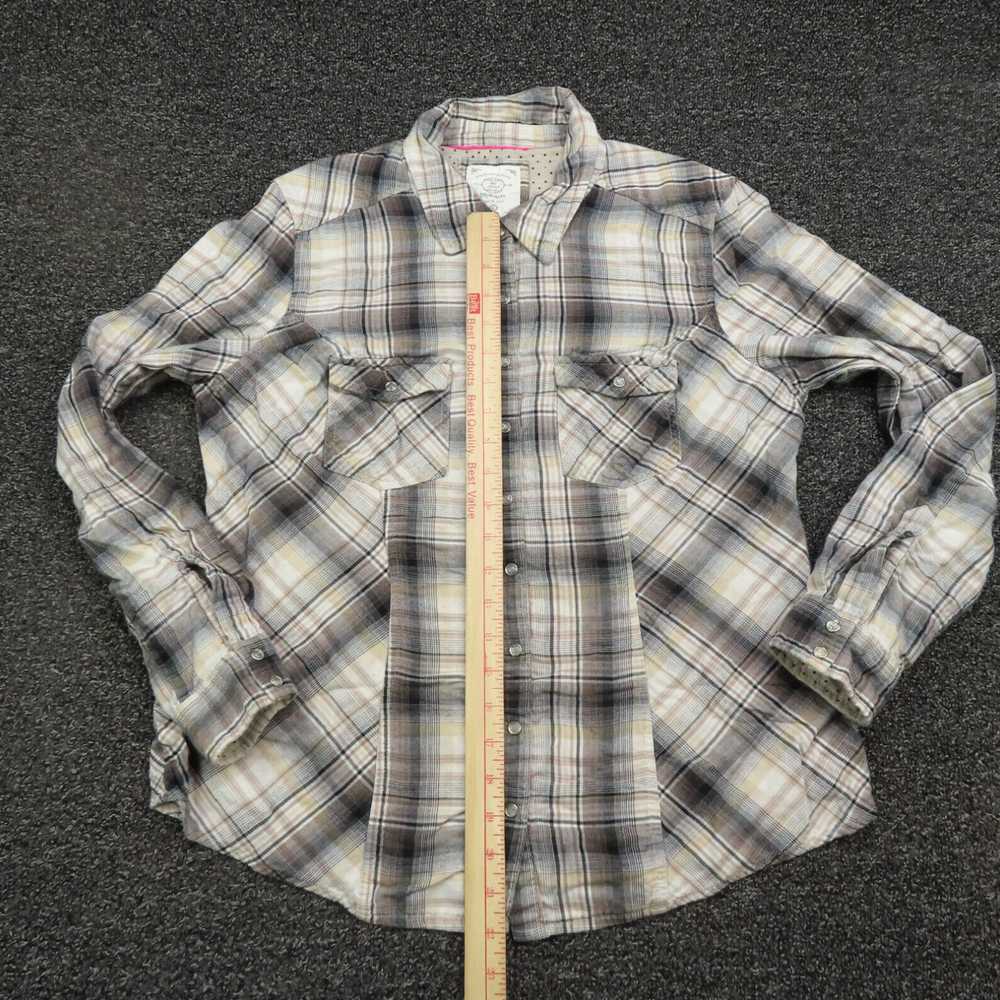 Vintage Elegant Plaid Snap Front Long Sleeve Shir… - image 5