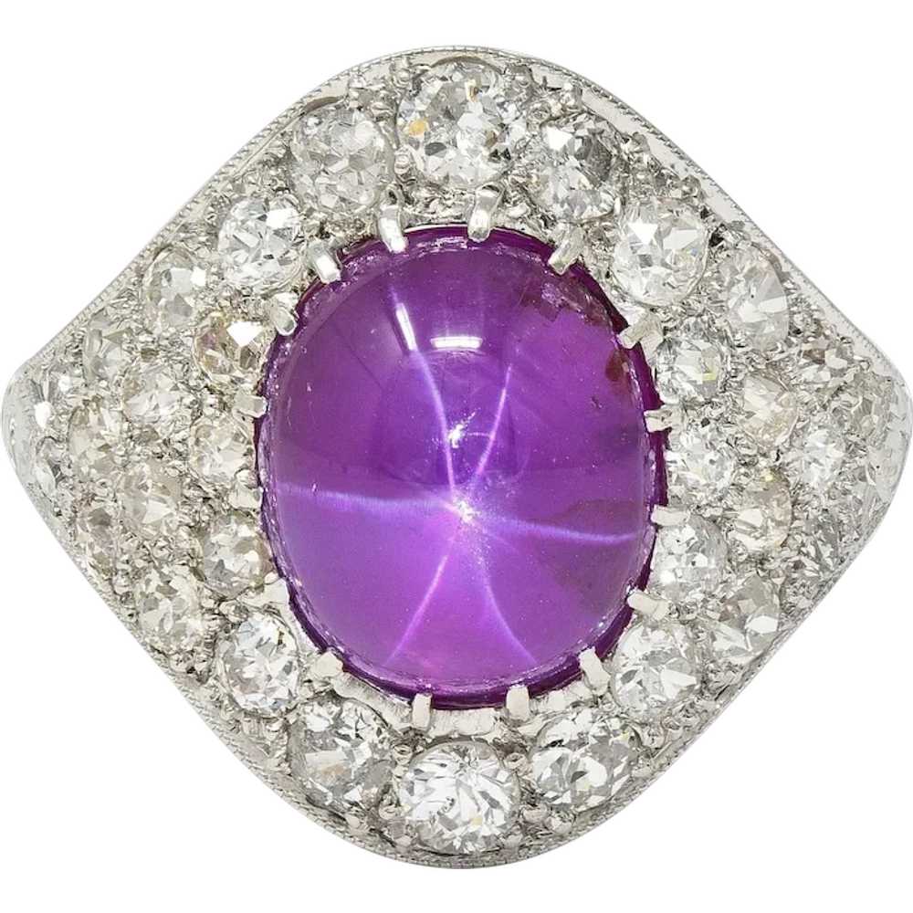 Art Deco 8.40 CTW No Heat Ceylon Star Ruby Diamon… - image 1