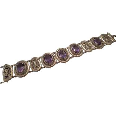 14k yellow gold MID-CENTURY amethyst bracelet