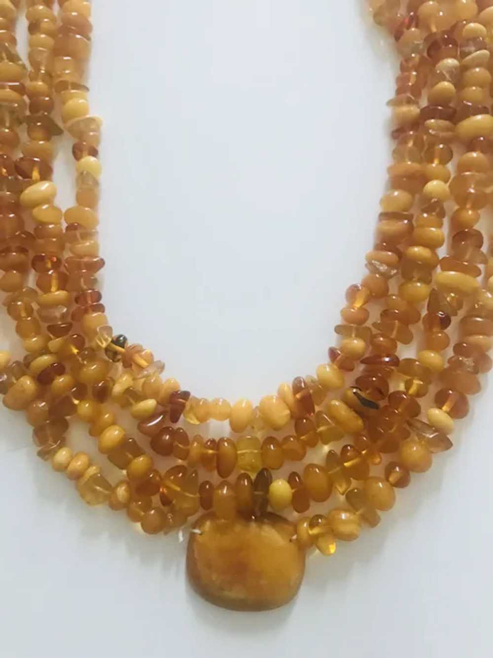 Vintage Baltic Butterscotch Amber Multistrand Nec… - image 2