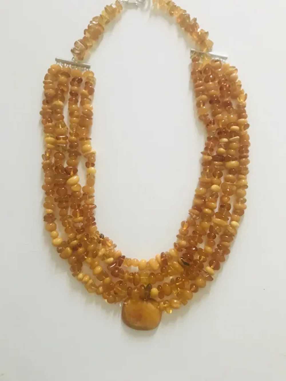 Vintage Baltic Butterscotch Amber Multistrand Nec… - image 3