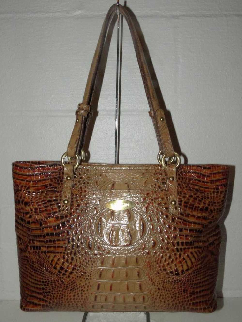 Brahmin Medium ASHER ALMOND PECAN Melbourne Croco… - image 1