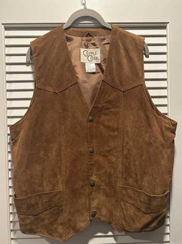 Vintage Brown genuine leather suede vest