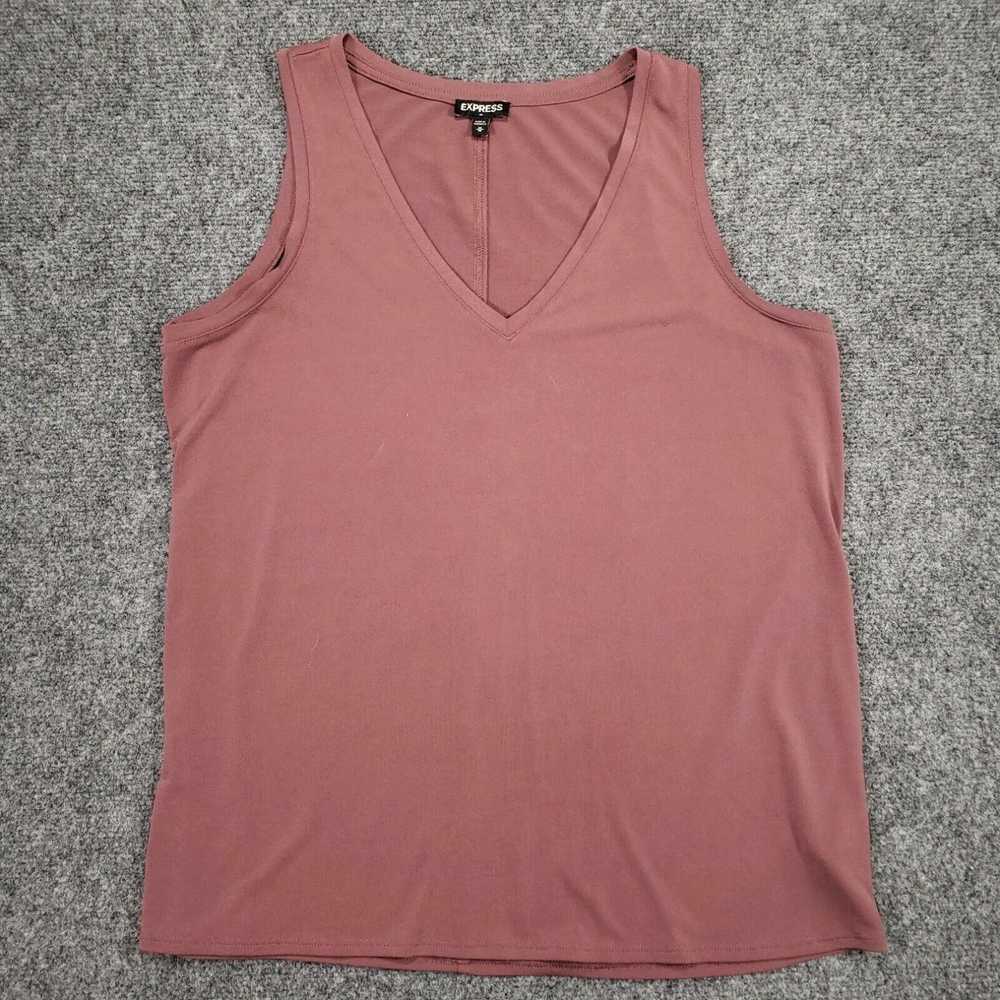 Express Express Tank Womens M Medium Red Basic V-… - image 1