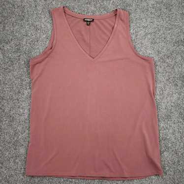 Express Express Tank Womens M Medium Red Basic V-… - image 1