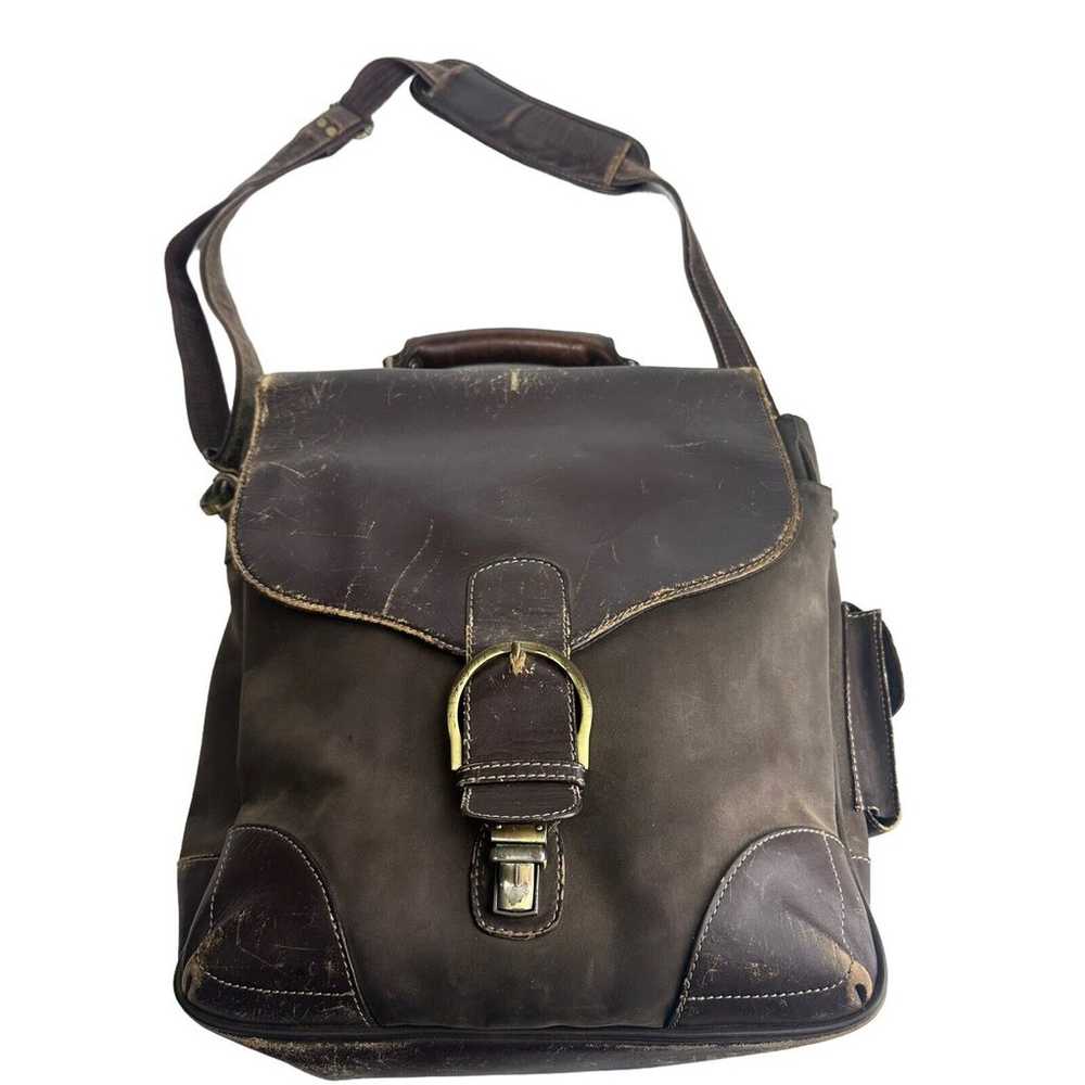 bellino leather rustic distressed messenger bag - image 1