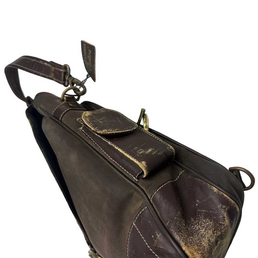 bellino leather rustic distressed messenger bag - image 7