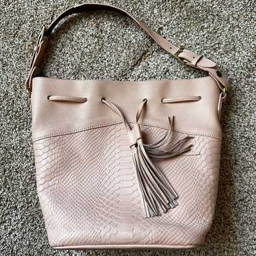 Gigi New York Pink Leather Snakeskin Pattern Bucke