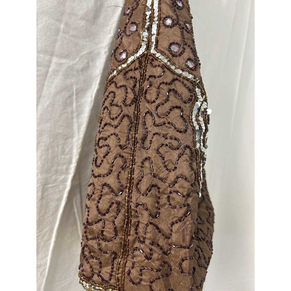 Beaded Bronze Hobo Handbag Womens Intricate Embel… - image 2