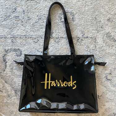 Harrods of London Large Glossy Black Logo Tote Bag