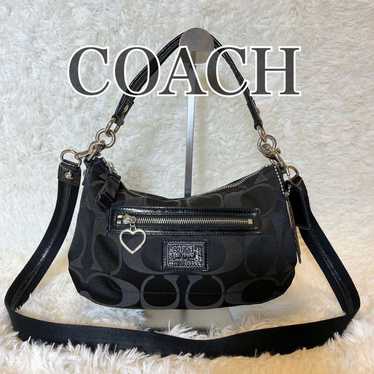 Like-new✨ COACH Shoulder Bag F20044 Black Signatur