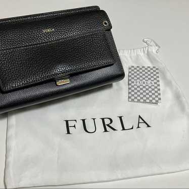 FURLA Black Leather Shoulder Bag Wallet Shoulder B