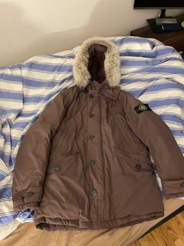 Stone Island Plum Brown Micro Reps Down Fur Parka