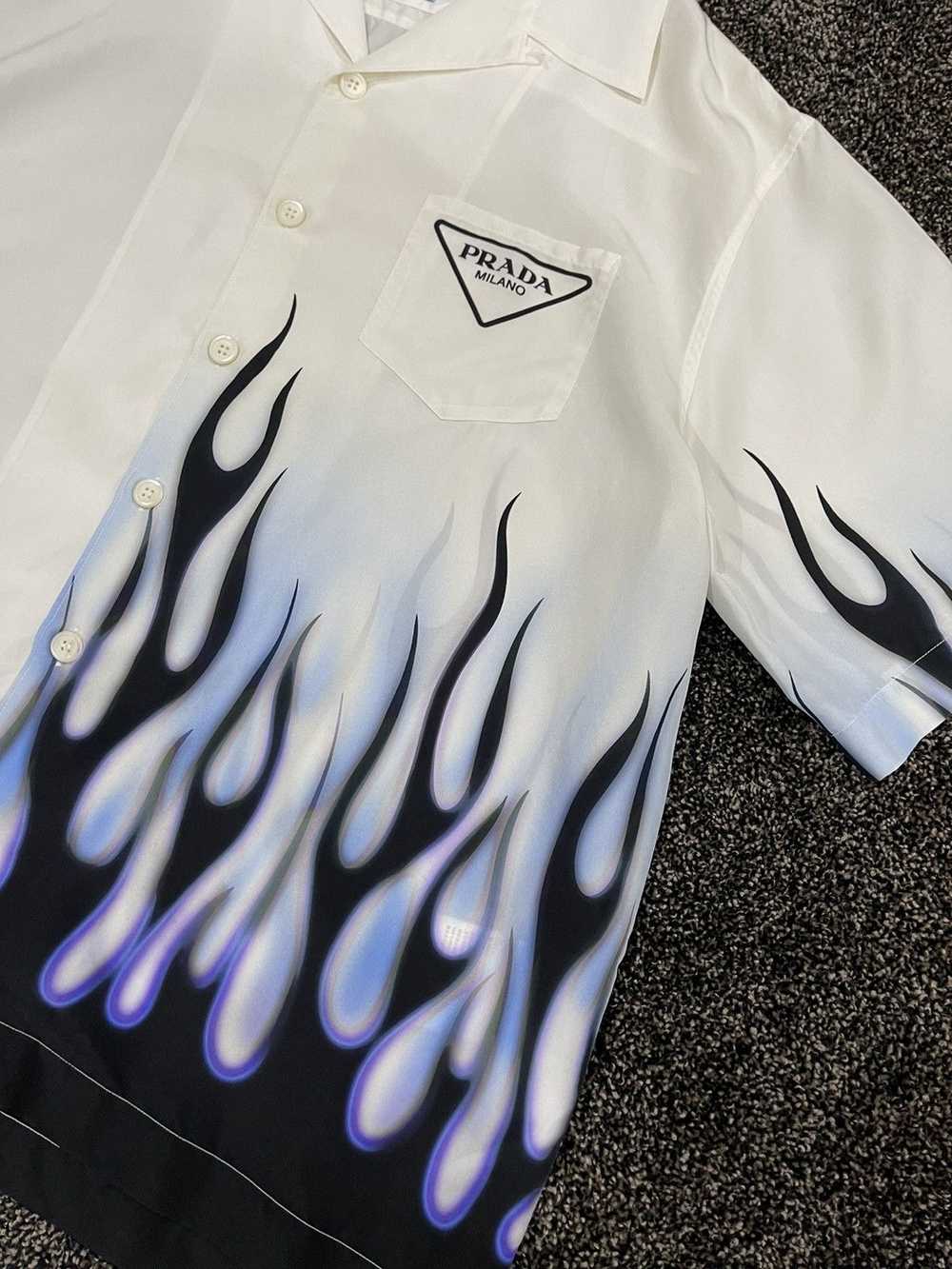 Prada Prada Double Match White / Blue Flames Silk… - image 11