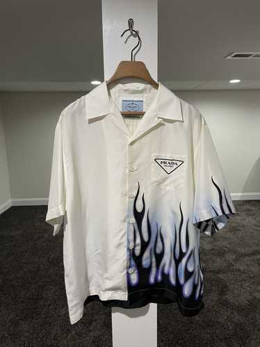 Prada Prada Double Match White / Blue Flames Silk… - image 1