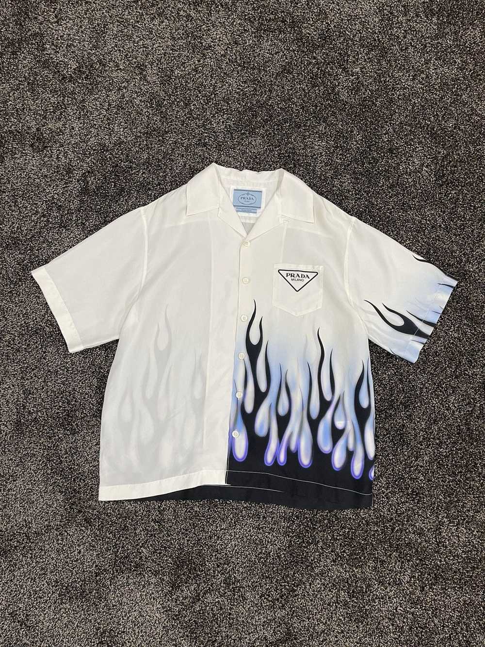 Prada Prada Double Match White / Blue Flames Silk… - image 8