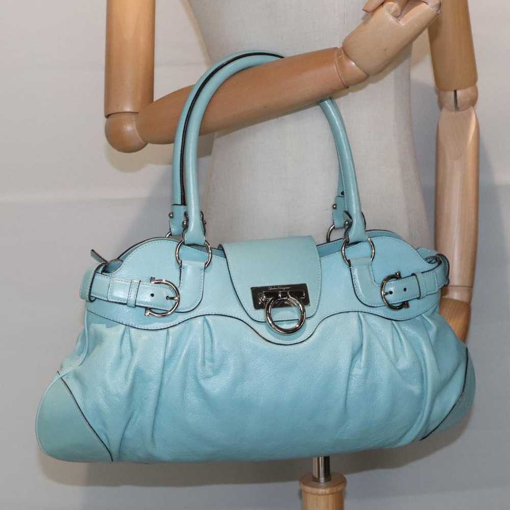 Salvatore Ferragamo Gancini Turquoise Leather Han… - image 11