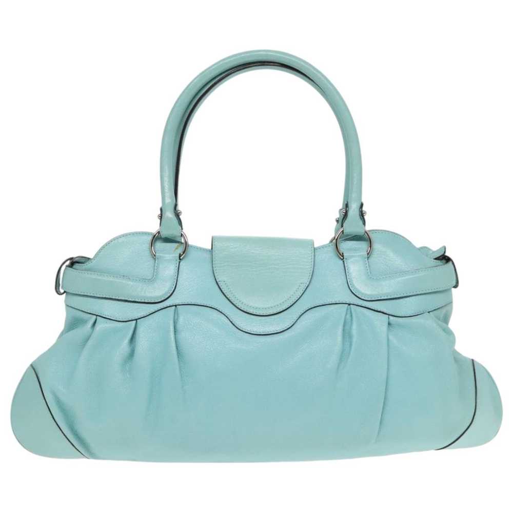 Salvatore Ferragamo Gancini Turquoise Leather Han… - image 2