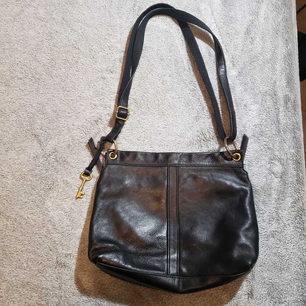 Fossil - Caitlyn Black Leather Shoulder Crossbody… - image 2