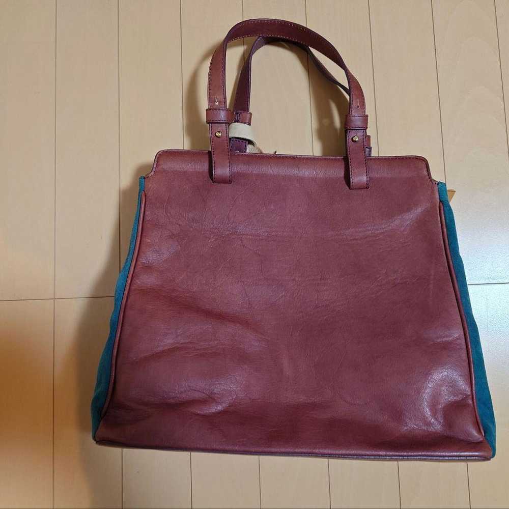 Duud Italian Leather Suede Tote Bag Brown Medium … - image 2