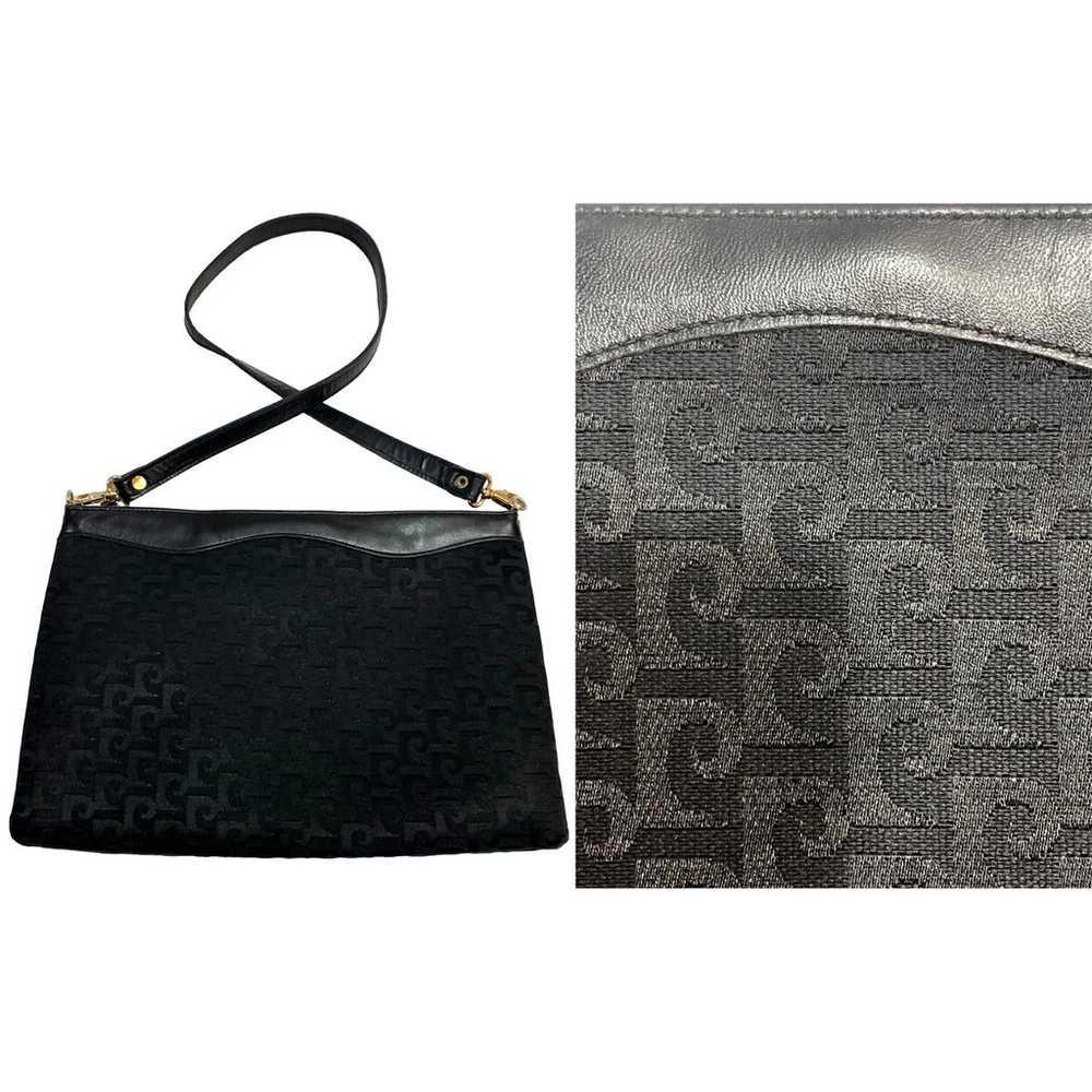 70s Pierre Cardin Black Monogram & Leather Should… - image 1