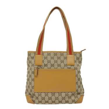 Gucci Gg Canvas Beige Canvas Handbag (Pre-Owned)