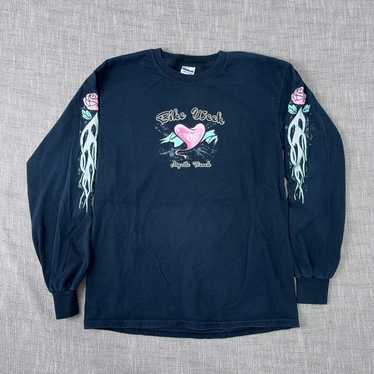 Gildan × Streetwear Y2K Biker Week Flames Roses H… - image 1