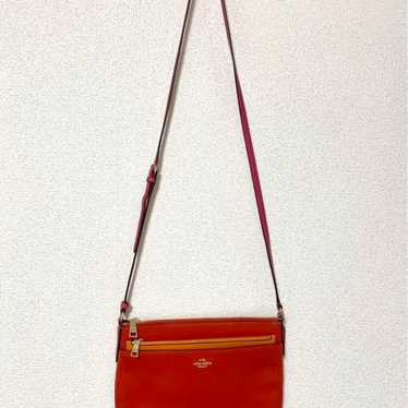 COACH Red Orange Leather Shoulder Bag