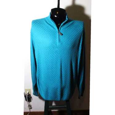 Vintage Luxurious Green Merino Wool Tight Knit Ha… - image 1