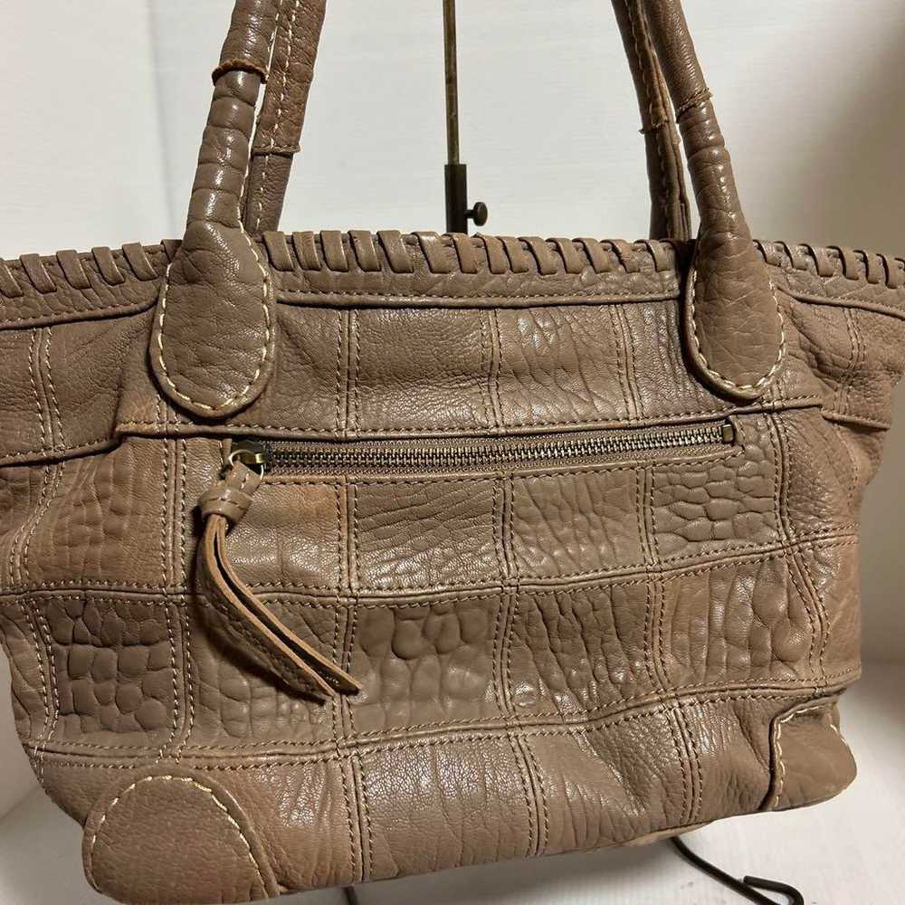 Brown Leather Woven Tote Bag - image 4