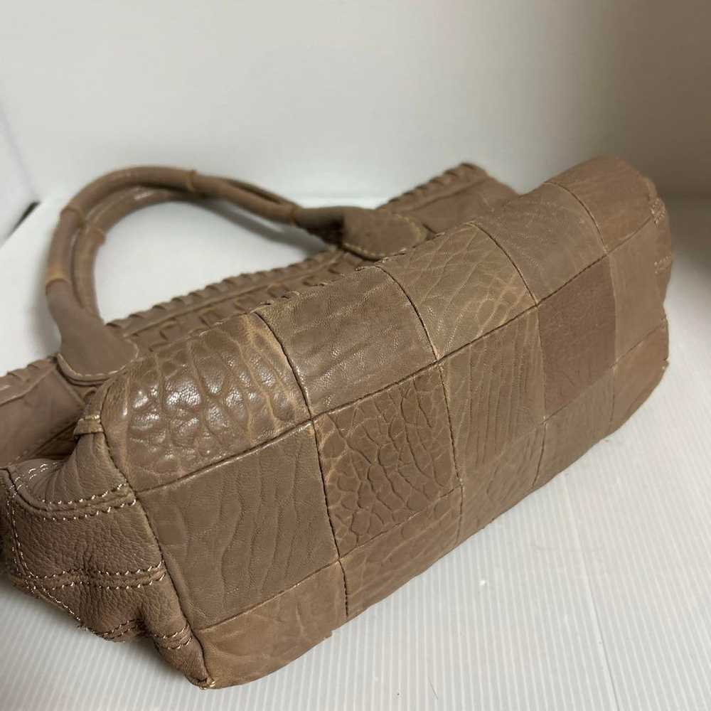 Brown Leather Woven Tote Bag - image 5