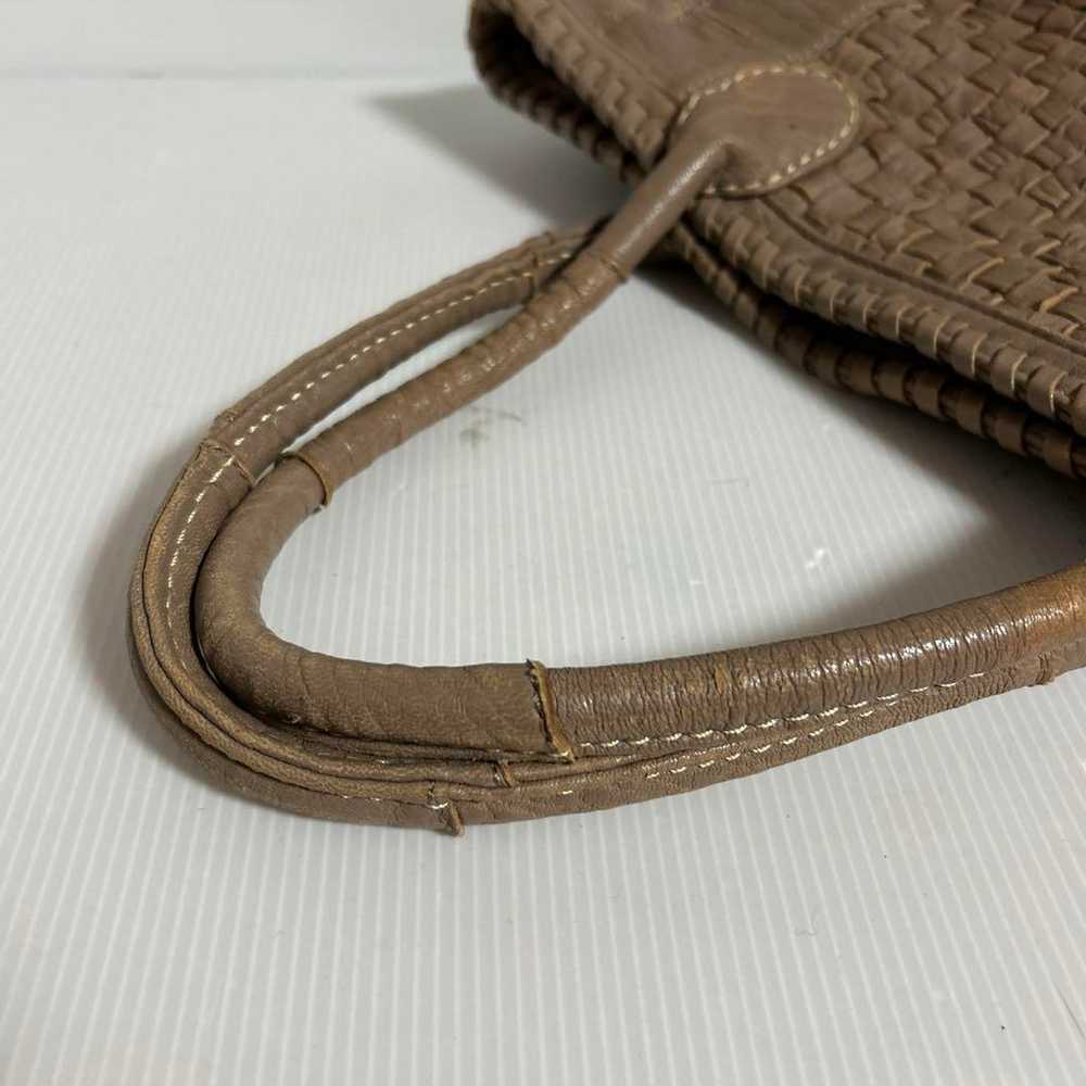 Brown Leather Woven Tote Bag - image 6