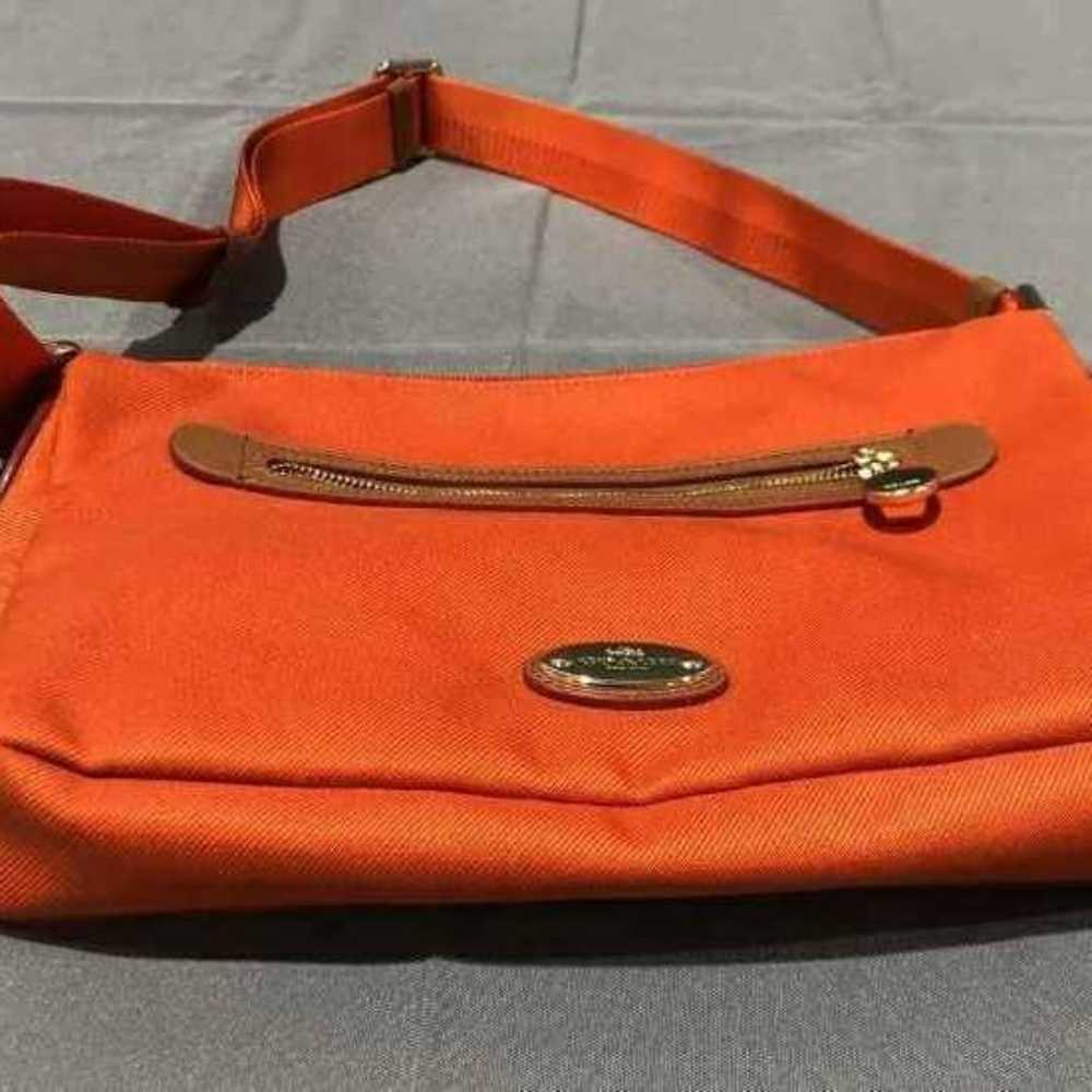 Coach Designer Orange Canvas Sawyer Purse Handbag… - image 9