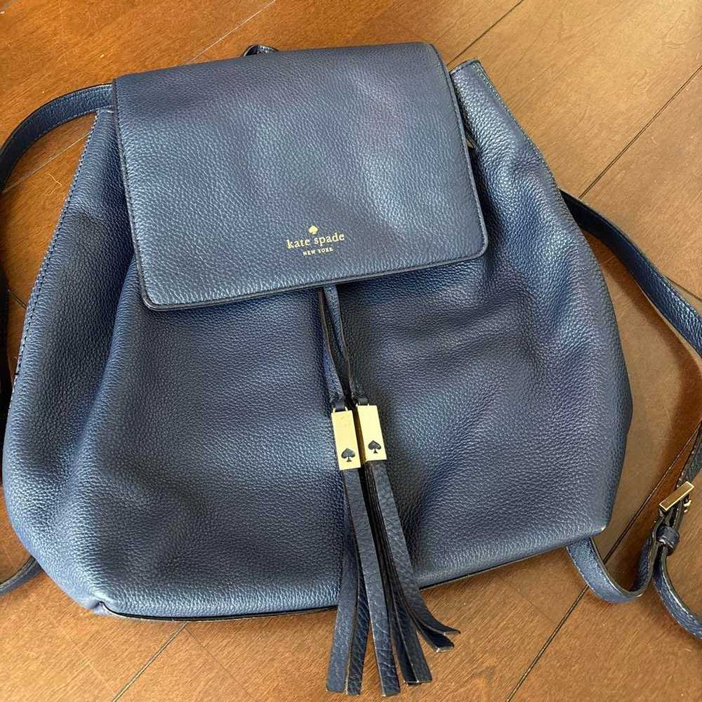 Price reduced. Kate Spade navy leather backpack. - image 1