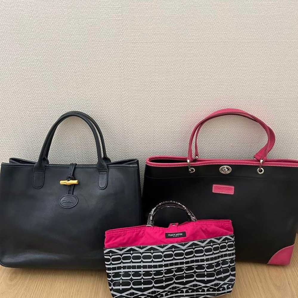 Longchamp bag set in navy and pink & three-piece … - image 1