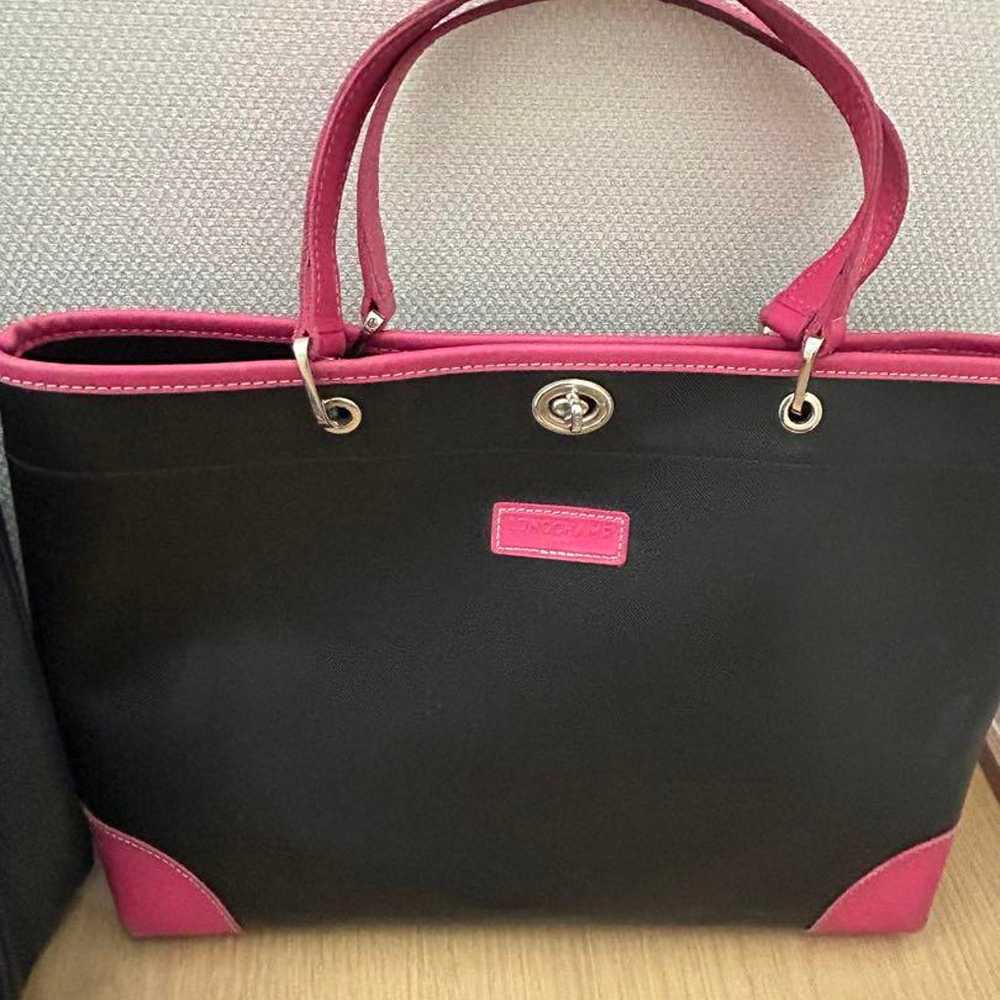 Longchamp bag set in navy and pink & three-piece … - image 2