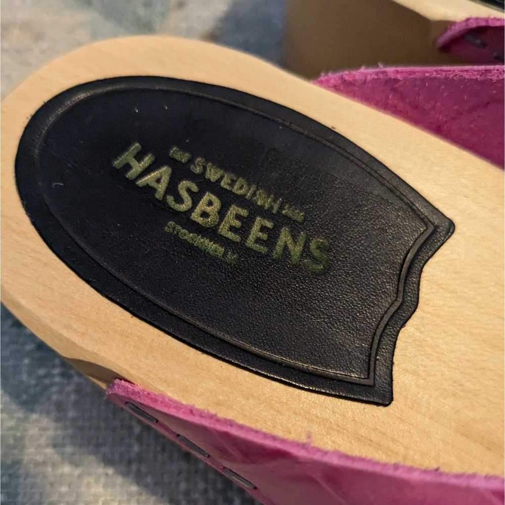 Hasbeens Swedish Husband Pink Crocodile Skin Leat… - image 5