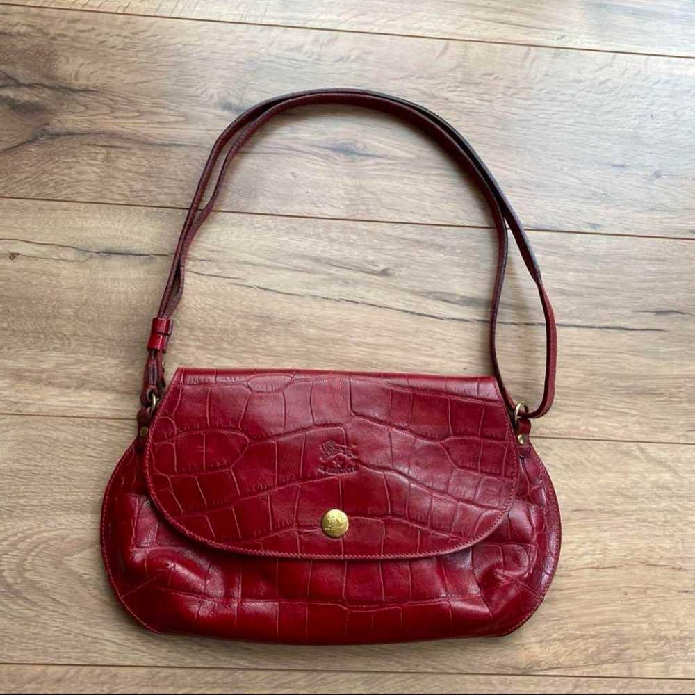 Il Bisonte Shoulder Bag Crocodile Embossed Red - image 2