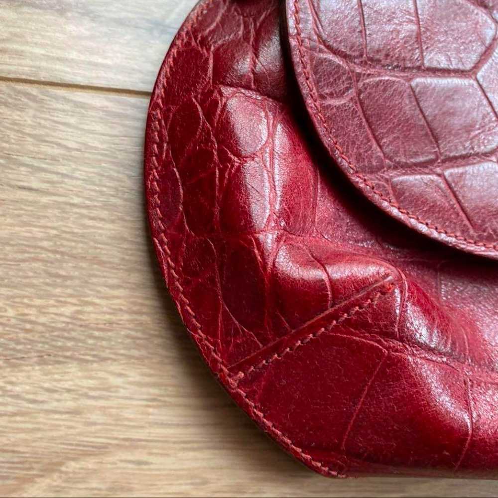 Il Bisonte Shoulder Bag Crocodile Embossed Red - image 5