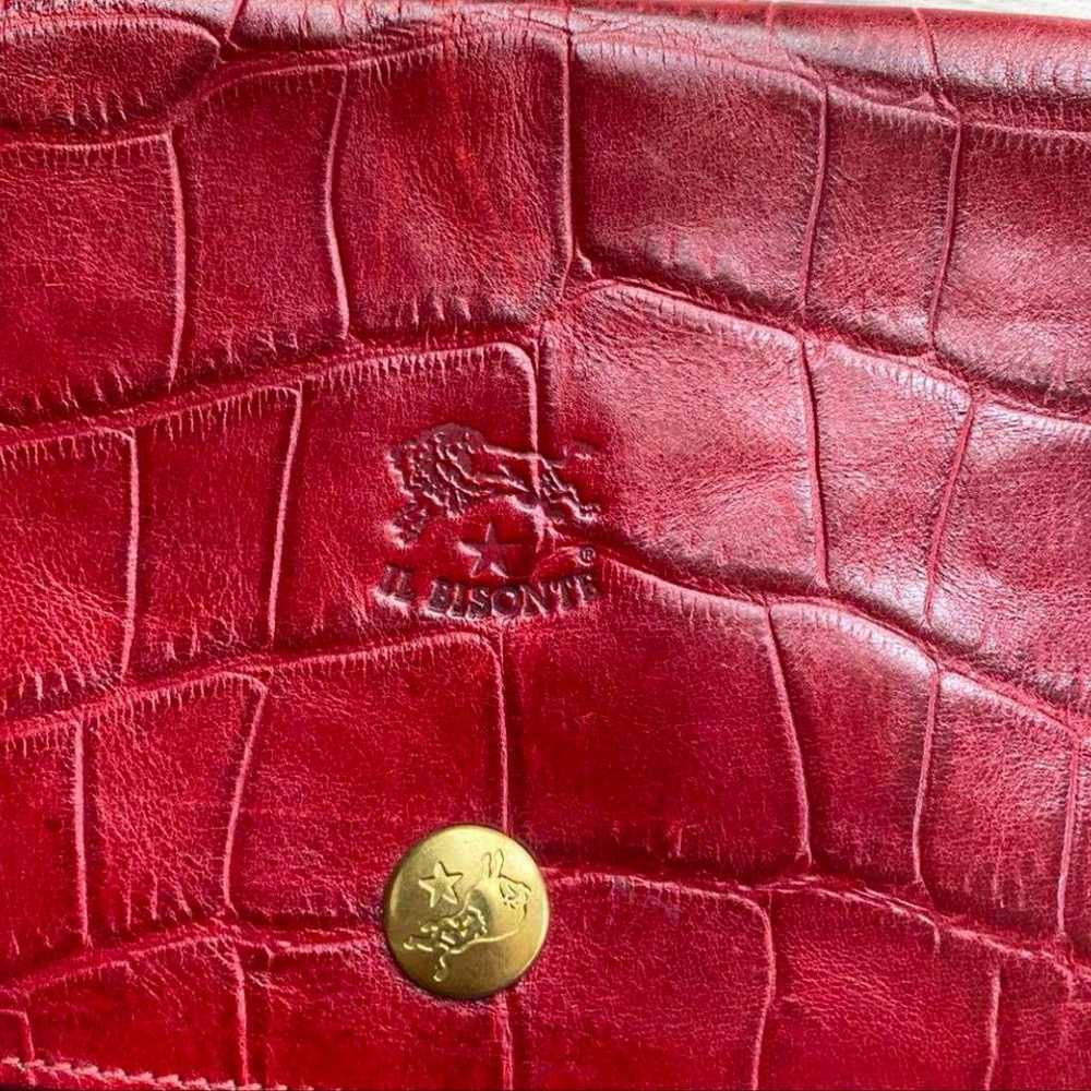 Il Bisonte Shoulder Bag Crocodile Embossed Red - image 6