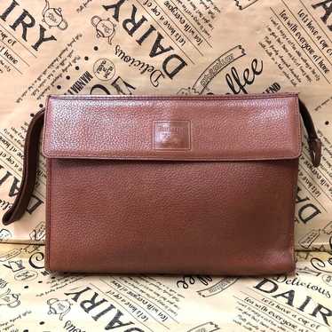 Burberry Hand Clutch Second Bag Leather Brown Chec