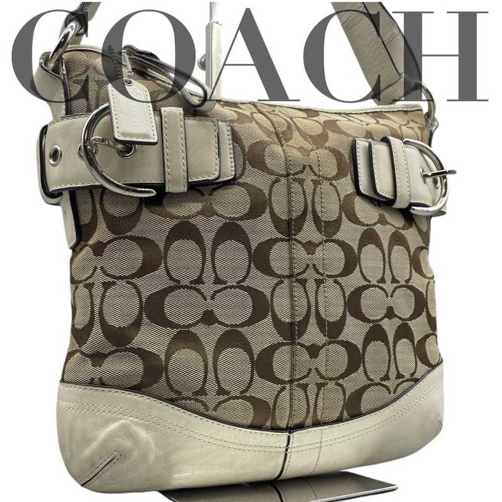 COACH Shoulder Bag Signature F03574 Leather Canvas - image 1