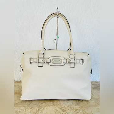 MICHAEL KORS white pebble leather shoulder bag