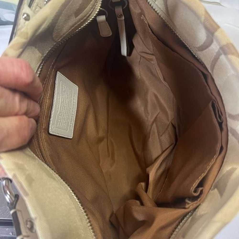 Coach Carly Ivory Cream Tan Monogram Shoulder Bag… - image 11