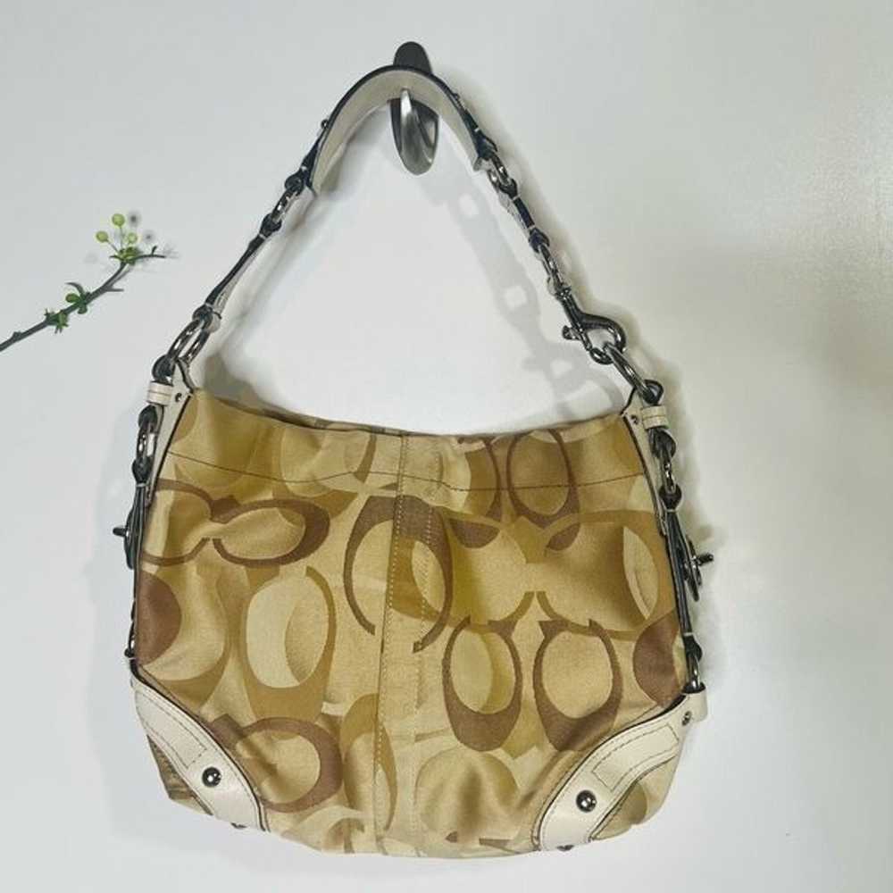 Coach Carly Ivory Cream Tan Monogram Shoulder Bag… - image 1