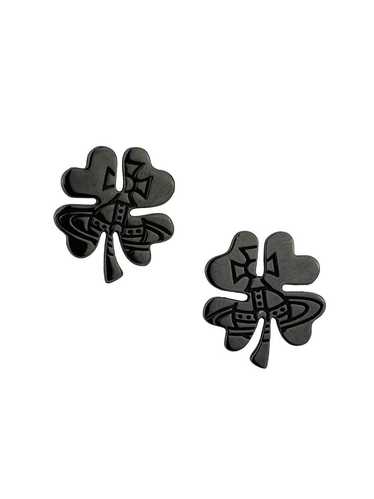 Vivienne Westwood Gunmetal Clover Orb Earrings