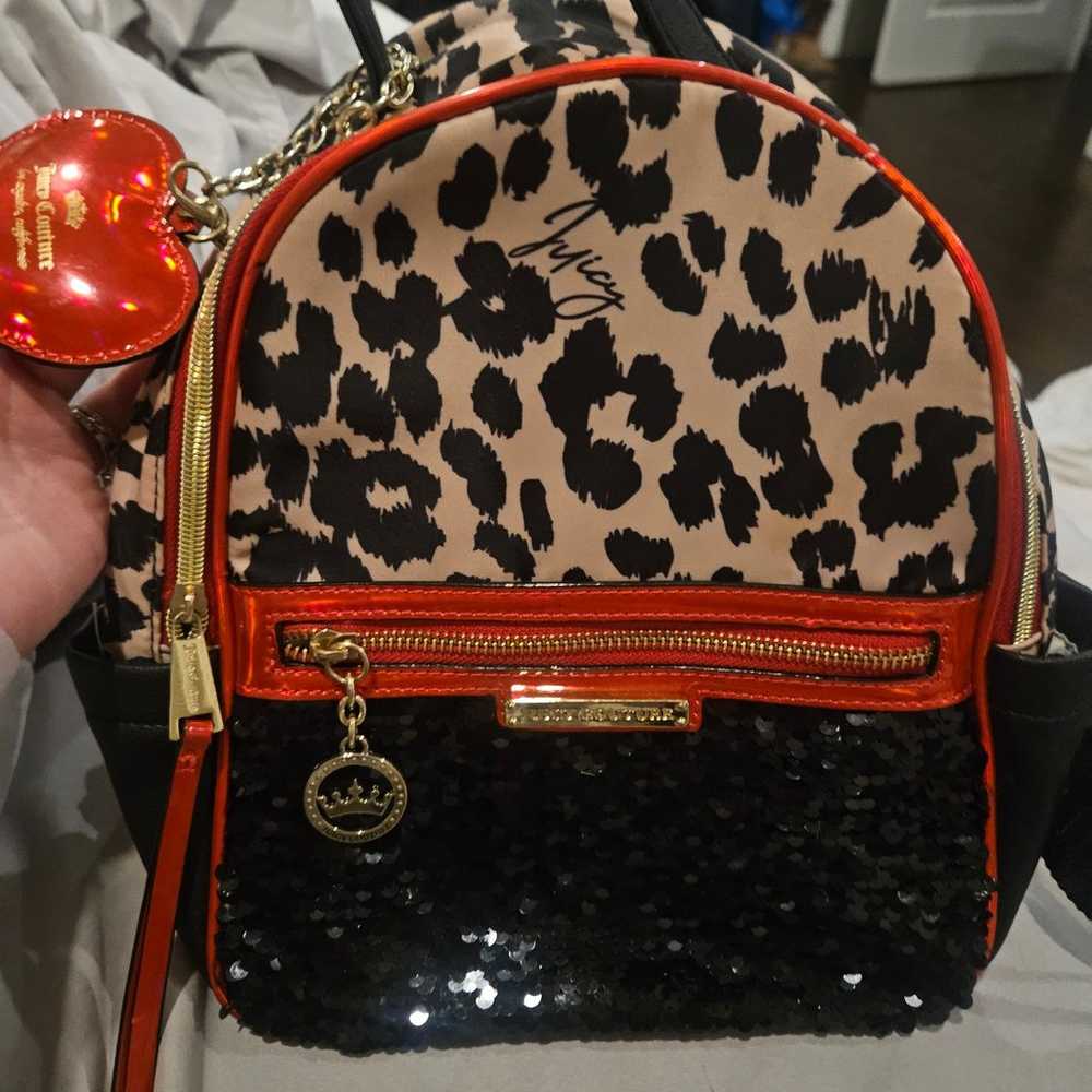 Red cheetah sequin juicy Couture backpack - image 1