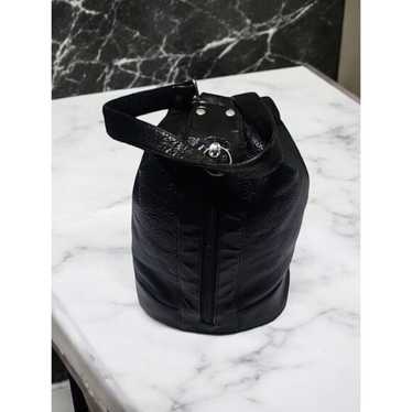 Tano Classic Black Leather Bucket Bag with Adjusta